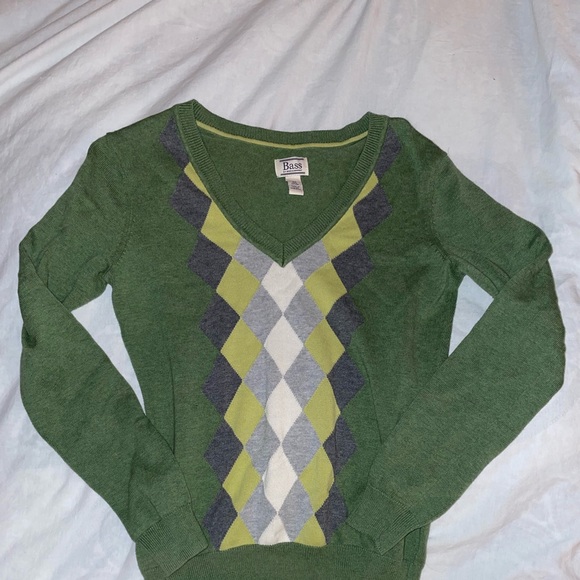 Bass Tops - Green argyle sweater